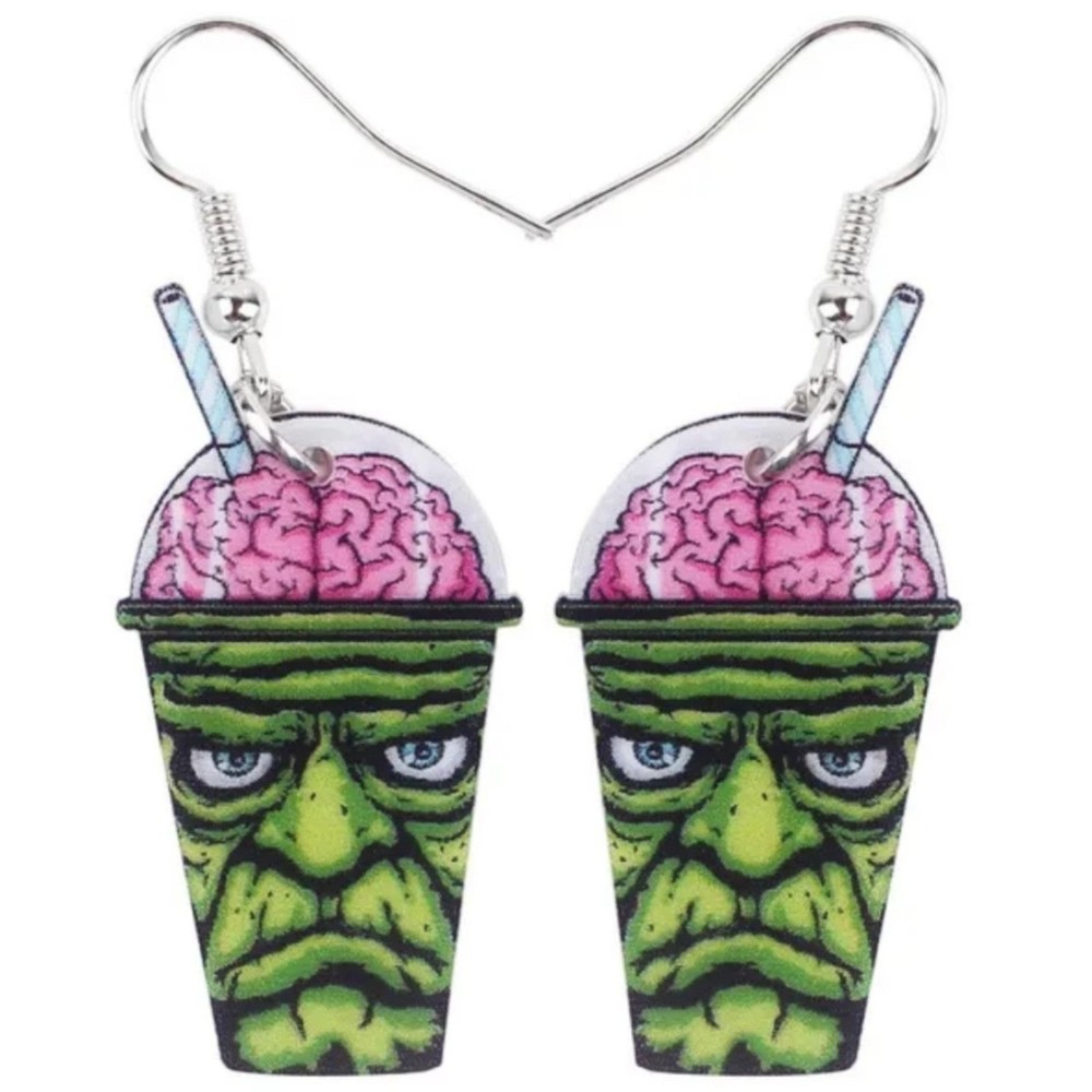 Zombie Brain Milkshake Acrylic‎ Earrings